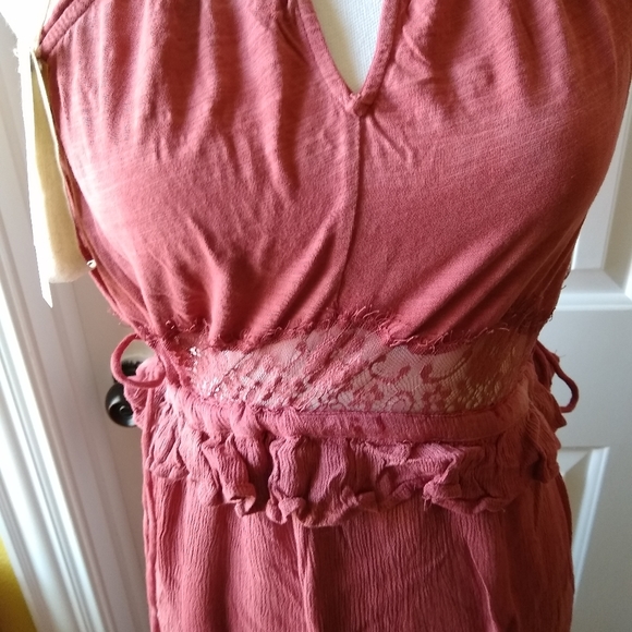 NWT Mustard Seed Boho Lace Tie Waist Maxi Dress XS - Picture 6 of 9
